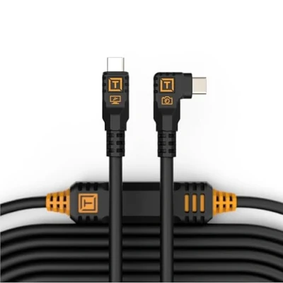 Afbeelding van Tether Tools TetherPro Optima 10G USB C, 15&quot;; (4.6m), straight to right black