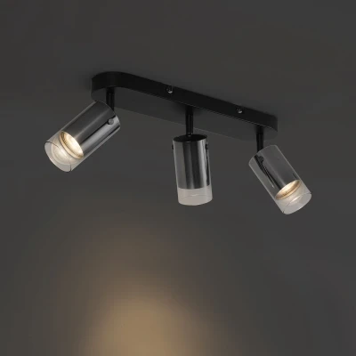 Afbeelding van QAZQA drain Moderne Plafondspot Spotje Opbouwspot 3 lichts L 38 cm Gunmetal Woonkamer Slaapkamer Keuken
