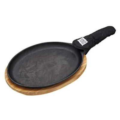 Afbeelding van KitchenCraft World of Flavours Sizzling Plate Serveerplank en Handgreep In Geschenkverpakking Gietijzer 41 x 19 5 Centimeter