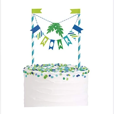 Afbeelding van Dinosaurus Cake topper Blauw en Groen 15cm