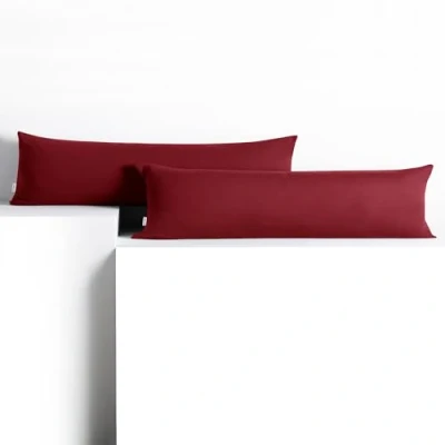 Afbeelding van DecoKing 2 kussenslopen 20 x 145 cm, jerseykatoen, rits, bordeaux, barnsteen