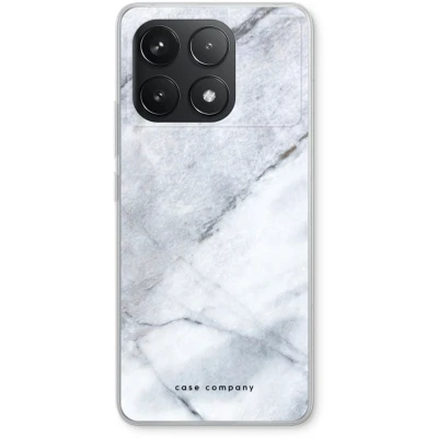 Afbeelding van Case Company® hoesje geschikt voor Xiaomi Poco F6 Pro Witte marmer Soft Cover Telefoonhoesje Bescherming aan alle Kanten en Schermrand