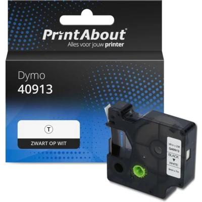 Afbeelding van Huismerk Dymo 40913 (S0720680) Tape Zwart op wit (9 mm)