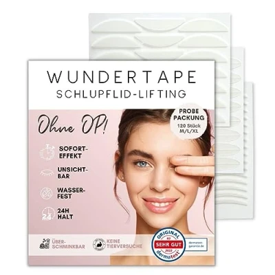 Afbeelding van WUNDERTAPE Ooglidstrips om aan te trekken zonder operatie (waterdicht, onzichtbaar, 24 uur houdbaar, eyelid tape) voor onzichtbaar ooglid (M+L+XL)