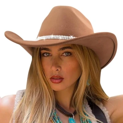 Afbeelding van DRESHOW Fedora hoed met brede rand voor dames, riemgesp, retro, panama floppy hoed, 1 st Hoed: 73 N White, Eén maat