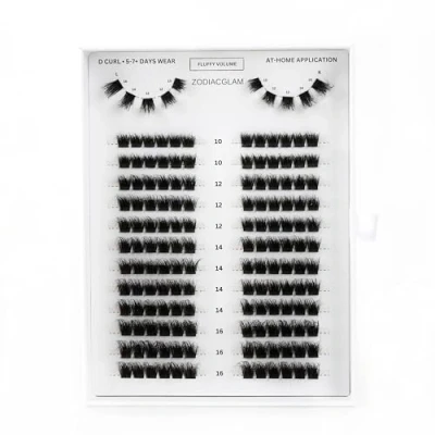Afbeelding van ZodiacGlam DIY Lashes Fluffy Volume D Krul Clusters Mix 10 12 14 16mm Blijven 5 7+ dagen zitten Individuele wimpers Nep Vegan Eyelashes