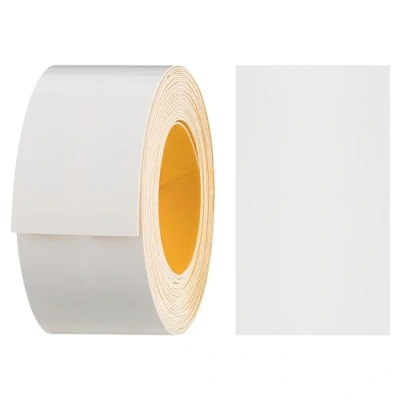 Afbeelding van haggiy Melamine kantenband, zelfklevend, 40 mm x 5 m, veilige grip zonder strijken door acryllijm, kantafwerking, fineer voor planken/houten platen (wit glanzend)