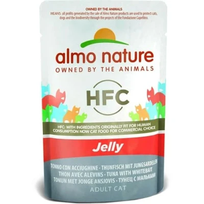 Afbeelding van 6x55g Jelly maaltijdzakjes Tonijn &amp; Jonge Ansjovis Almo Nature HFC Kattenvoer