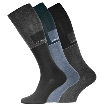 Afbeelding van VCA 3 of 6 paar comfortabele katoenen sokken met elastaan, zonder elastische band, blauwe tinten