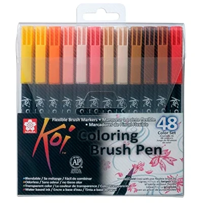 Afbeelding van Sakura Koi Coloring Brush Pen set 48 kleuren
