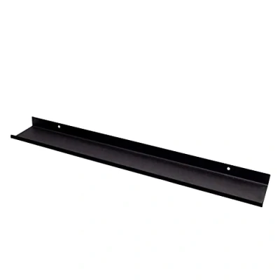 Afbeelding van MILUKA Zwarte wandplank, 110 cm lang, voor foto&#039;s, boeken, zwevende metalen woonkamer, slaapkamer, hal, badkamer, keuken, kantoor (1, zwart)