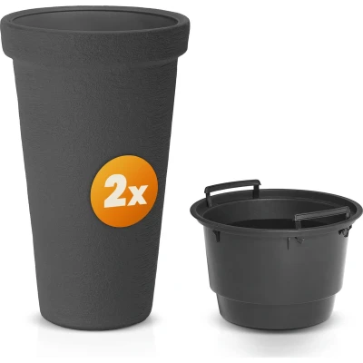 Afbeelding van Casaria Bloempot Set van 2 XXL Rond 42l Vorstbestendig Antraciet