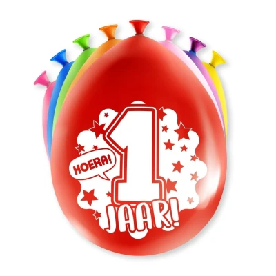 Afbeelding van Ballonnen 1 jaar party 30cm 8 stuks