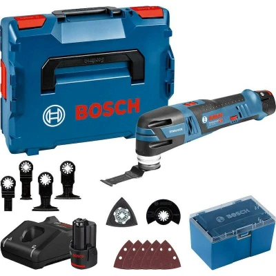 Image de BOSCH GOP 12V 28 multi coupeur sans fil avec set d&#039;accessoires en L Boxx 136 (2x 3.0Ah batterie + chargeur) 06018B5006