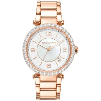 Image de Michael Kors Montre Parker pour femme, mouvement à quartz trois aiguilles avec bracelet en acier inoxydable ou cuir