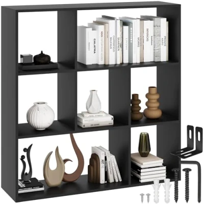 Afbeelding van tectake® Ruimteverdeler Boekenkast, Kastplank als in de Woonkamer Scheidingswand voor Kinderkamer, Slaapkamer, Keuken of Garderobe Kubusplank, Kantooropberger, Schoenenrek Zwart