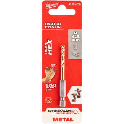 Afbeelding van MILWAUKEE 48894709 SHOCKWAVE HSS TiN metaal boor 4,2mm