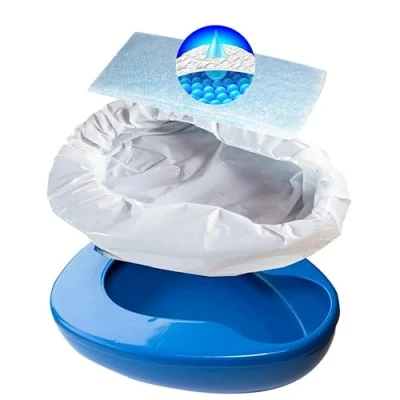 Afbeelding van Voorgevormde Bedpannen set met voeringen en 25 super absorberende Pads Bedpan voor intensief gebruik in het ziekenhuis of thuis bij ouderen bedlegerige patiënten absorberen tot 1000ml.
