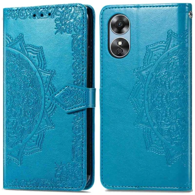 Afbeelding van iMoshion Hoesje Met Pasjeshouder Geschikt voor Oppo A17 Mandala Bookcase Turquoise