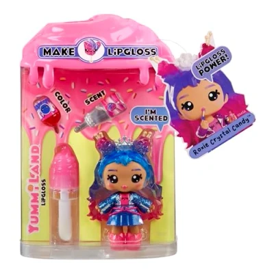 Afbeelding van Yummiland Lip Gloss pop Roxie Crystal Candy bevat de doe het zelf lipgloss set, geschikt voor kinderen vanaf 4 jaar
