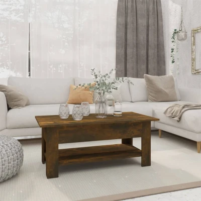Afbeelding van Salontafel 102x55x42 cm spaanplaat gerookt eikenkleurig
