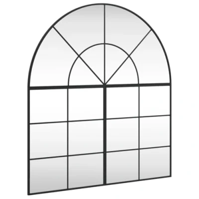 Image de vidaXL Miroir mural noir 100x110 cm arche fer