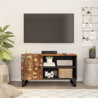 Afbeelding van Tv meubel 80x33x46 cm massief hout gerecycled en bewerkt
