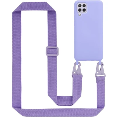 Afbeelding van Cadorabo Mobiele telefoon ketting geschikt voor Samsung Galaxy A22 4G / M22 M32 in LIQUID LICHT PAARS Silicone beschermhoes met lengte verstelbare koord riem
