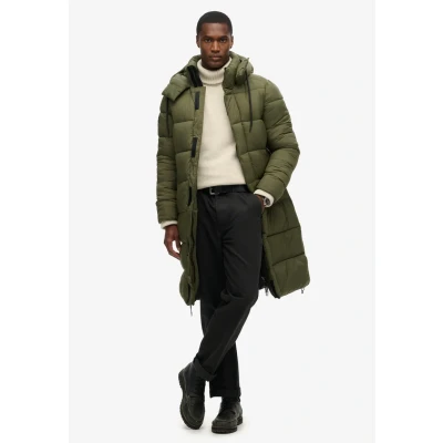 Afbeelding van Superdry Ripstop Longline Puffer Winterjas, Heren, Maat: XL, Dark moss green grid