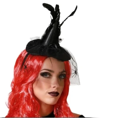 Afbeelding van hoofdband Hoed Heks Halloween Veren