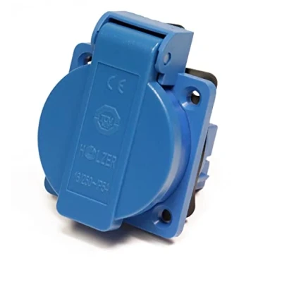 Afbeelding van 8 stuks Schuko inbouwcontactdozen 16A met IP54 / + flensafdichting (blauw)