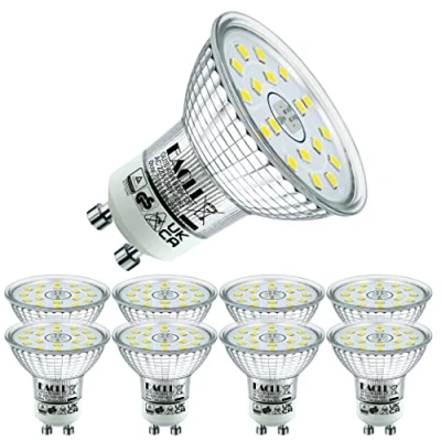Afbeelding van EACLL GU10 LED Lamp Koel Wit, 4.9W Gelijk aan 75W Halogeenlampen, 8 pack, 6000K 585lm AC 230V Geen Flikkering Energiezuinige Verlichting, Stralingshoek 120 Spot, Niet Dimbaar Reflectorlamp