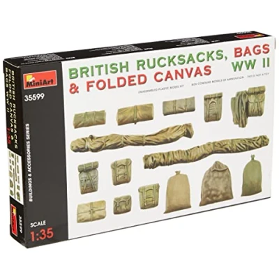 Afbeelding van 1:35 MiniArt 35599 British Rucksacks, Bags &amp; Folded Canvas WW2 Plastic Modelbouwpakket