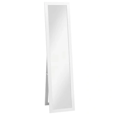 Afbeelding van HOMCOM Staande spiegel met standaard, vrijstaande wandspiegel, kleedspiegel, voor slaapkamer, hal, aluminium, wit, 37 x 157 cm