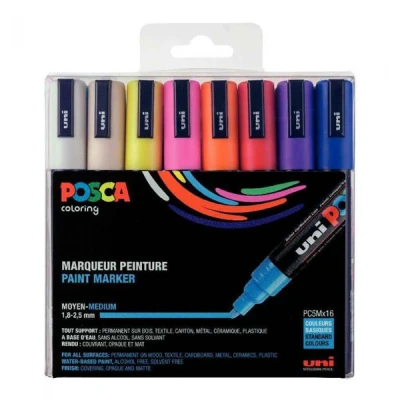 Image de Marqueurs posca pc5m conique moyenne basic 16 pièces
