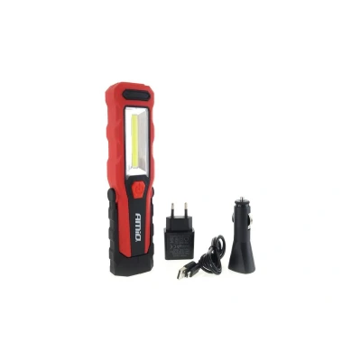 Afbeelding van AMiO Magnetische Werklamp Inspectie Auto Zaklamp met 12/24v &amp; 230v Lader Rood Zwart