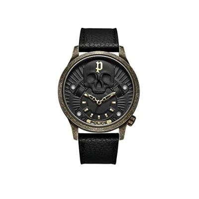 Afbeelding van Police Analog Quarz Horloge, Heren, Maat: One Size, Gold/schwarz