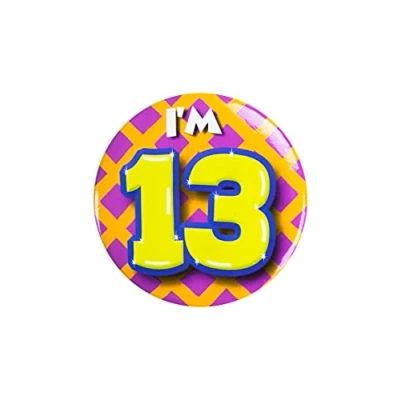 Afbeelding van Paper Dreams Button I&#039;m 13 Junior 5,5 Cm Staal Geel/paars/blauw