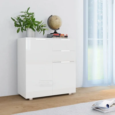 Afbeelding van Dressoir 71x35x80 cm spaanplaat hoogglans wit