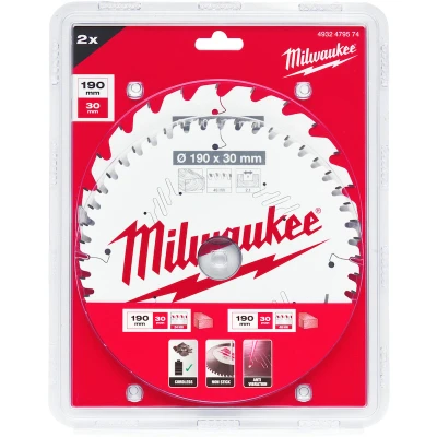 Afbeelding van Milwaukee Cirkelzaagblad hout Twin Pack 190 x 30 mm (4932471300 + 4932471380)