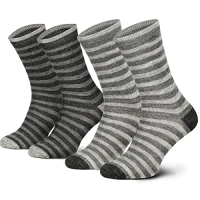 Afbeelding van Set van 2 paar alpaca sokken Wollen voor dames en heren ademende behaaglijke fijne wol, Grijze tinten