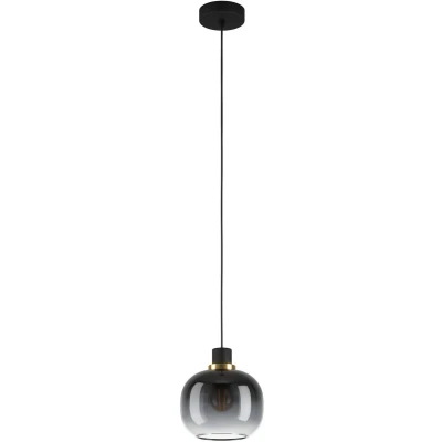 Afbeelding van EGLO Oilella Hanglamp E27 19 cm Smoke glas Zwart/Geelkoper