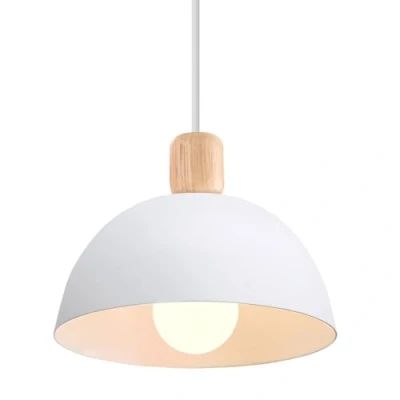 Afbeelding van iDEGU Retro hanglampen, modern, druppelstijl, kap, plafondlamp, E27, metaal, hanglamp, voor slaapkamer, eetkamer of keuken, diameter 20 cm, 1 stuk, wit