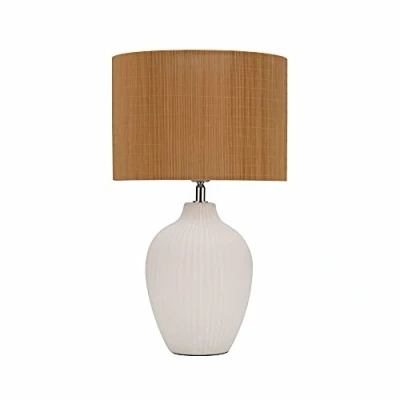Afbeelding van Pauleen 48231 Timber Glow tafellamp, 20 W, max. beige, wit, bamboe, keramiek E27, bamboe