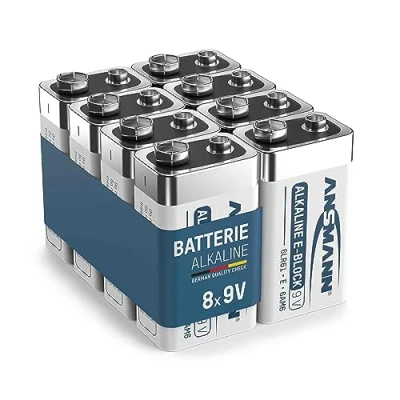Afbeelding van ANSMANN 6LR61 alkalinebatterijen (8 stuks) set van 9 V batterijen voor rookmelder, bewegingsmelder, alarmsysteem enz. krachtige met een lange levensduur