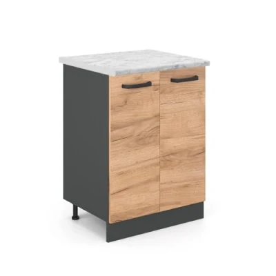 Afbeelding van Vicco Keukenonderkast R Line, Krachtige eik goud/Antraciet, 60 cm WB Marmer