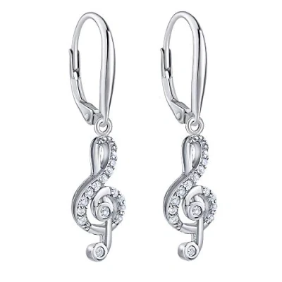 Afbeelding van SILVEGO JJJED1098 Damesoorbellen 925/1000 Muzieksleutel met heldere zirkonia, zilver, zilverkleurig, zirkonia