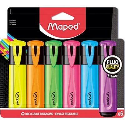 Afbeelding van Markeerstift Maped set à 6 standaard kleuren