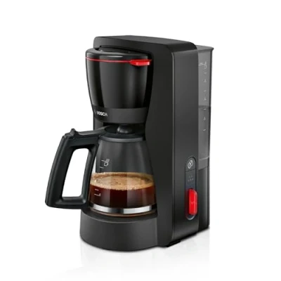 Image de Cafetiere Filtre Bosch Tka3M133 Mymoment Noire Verseuse Verre Fonction Aroma Plus Maintien Au Chaud Jusqu&#039;A 60 Min