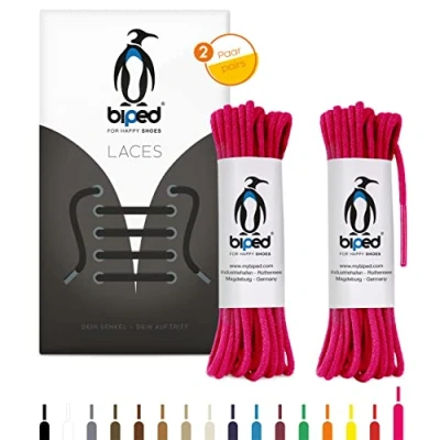 Afbeelding van biped LACES 2 paar ronde katoenen veters, diameter mm, dun, hoogwaardige schoenveters voor leren schoenen, laarzen, laarzen en vrijetijdsschoenen, Made in EU z2900, Roze